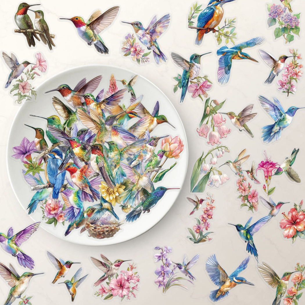 Lunira - Watercolor Hummingbird Floral Sticker Pack