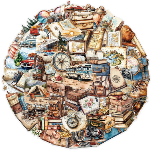 Lunira - Vintage Travel Suitcase Ephemera Sticker Pack