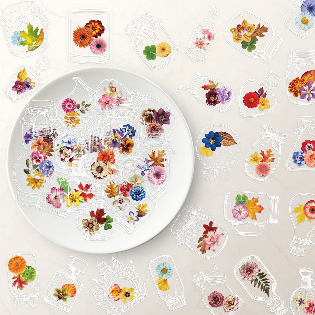 Lunira - Bottle Floral Miniature Sticker Pack