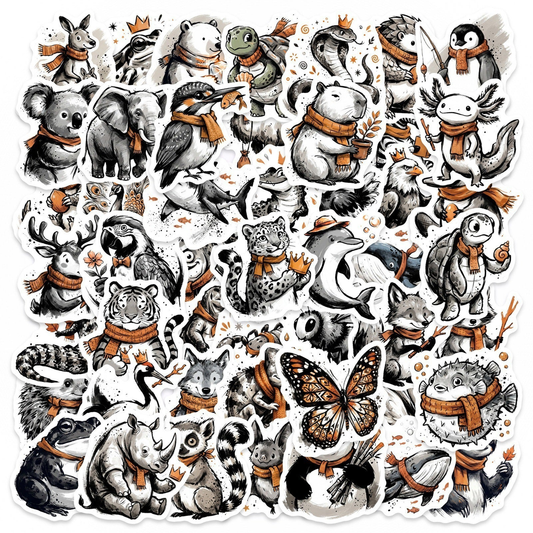 Lunira - Monochrome Woodland Animal Sticker Pack - product view 1 1