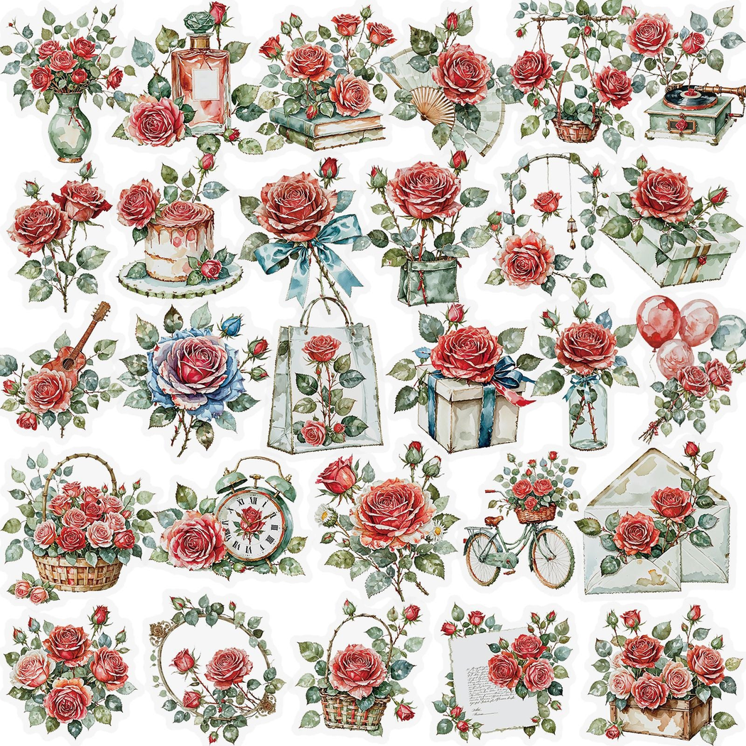 Lunira - Vintage Rose Botanical Sticker Pack - product view 1 1