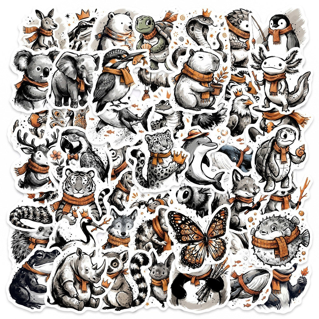 Lunira - Monochrome Woodland Animal Sticker Pack - product view 1