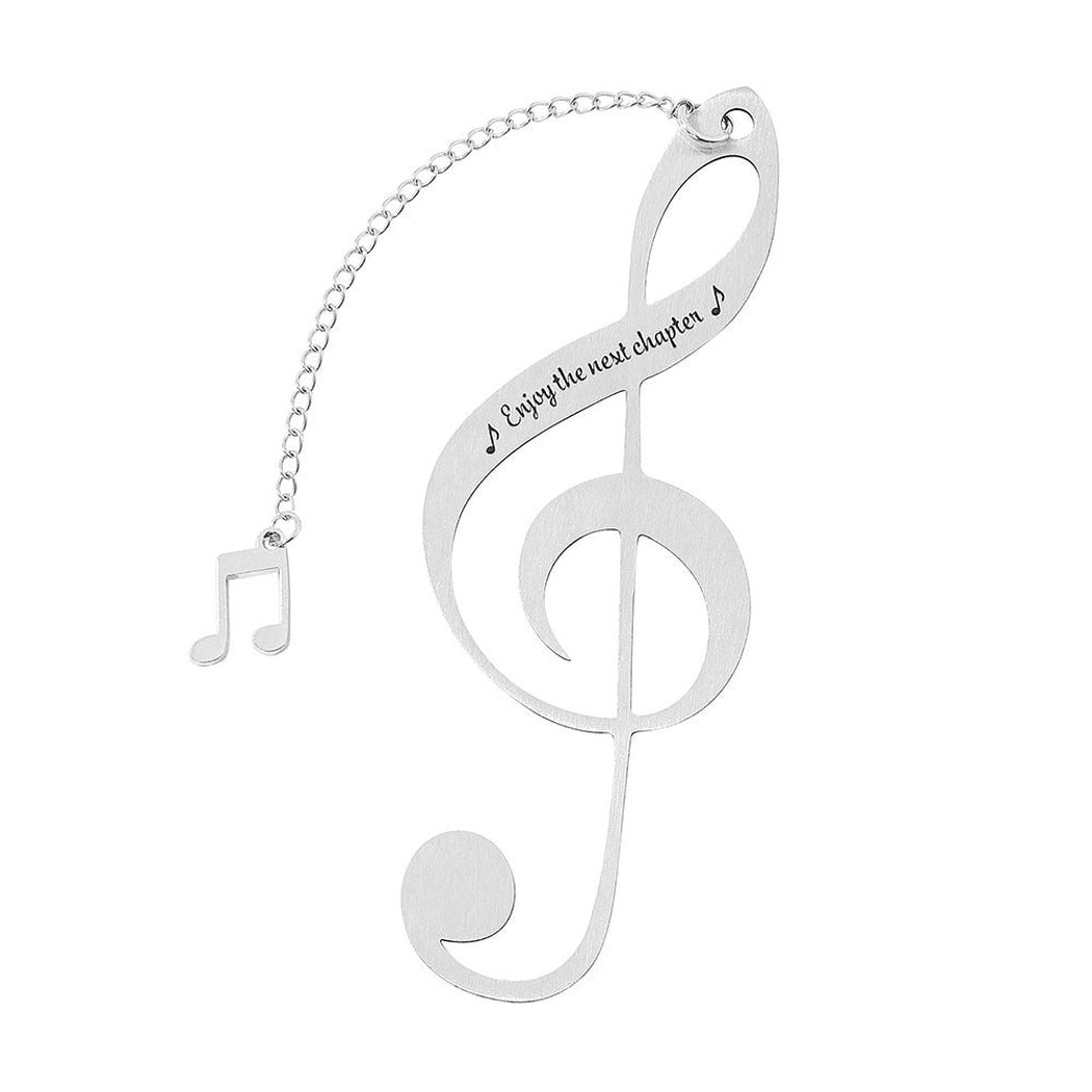Engraved treble clef metal bookmark