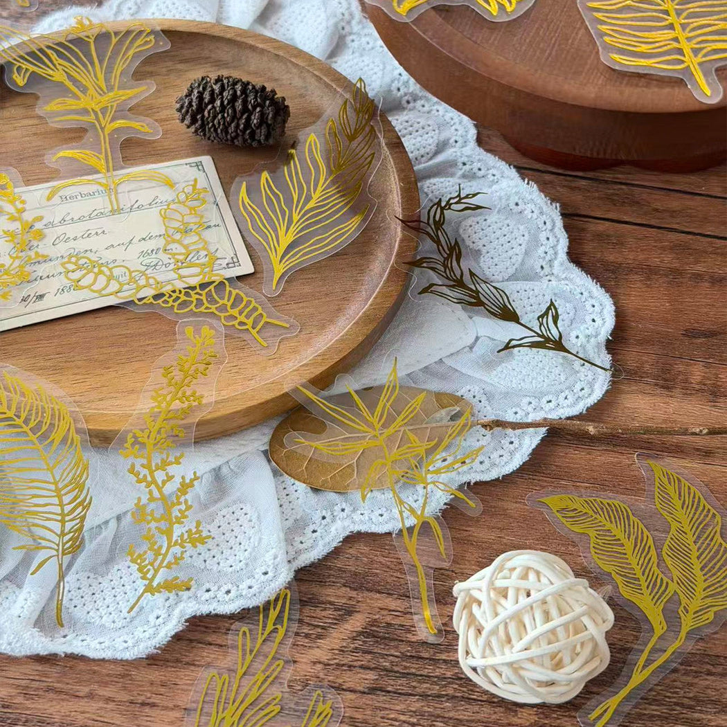 Gold botanical line art sticker assortment