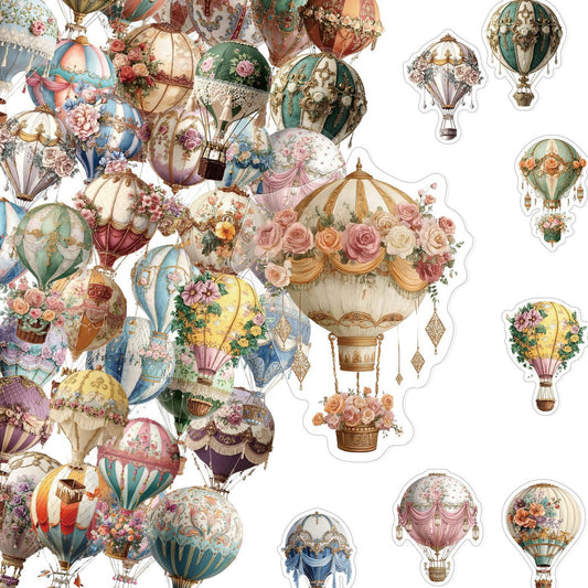 Vintage hot air balloon sticker assortment