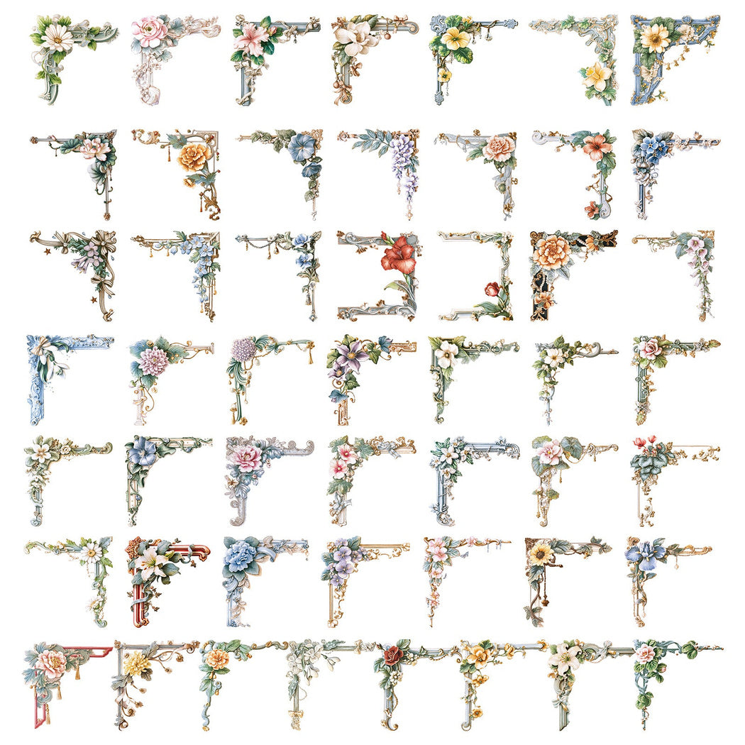 Botanical frame and corner sticker assortment