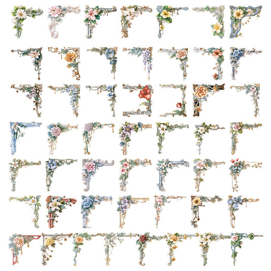 Botanical frame and corner sticker assortment