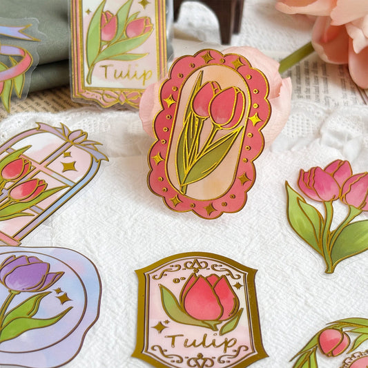 Vintage floral postage sticker assortment