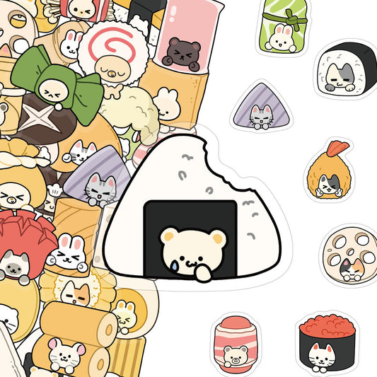 Cute character and food sticker assortment