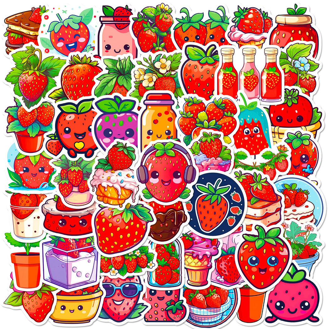 Lunira - Red Strawberry Heart Sticker Pack - product view 1