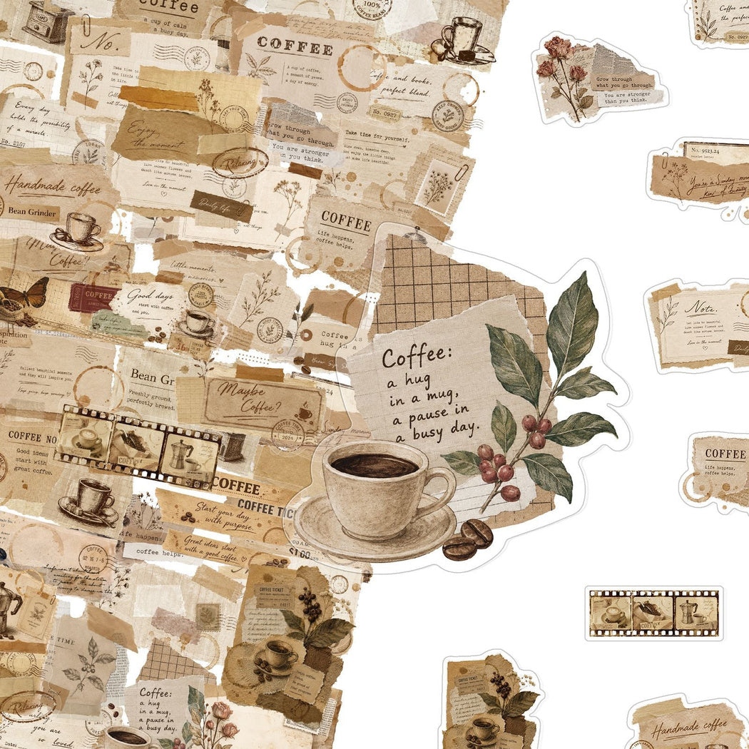 Vintage coffee label sticker assortment