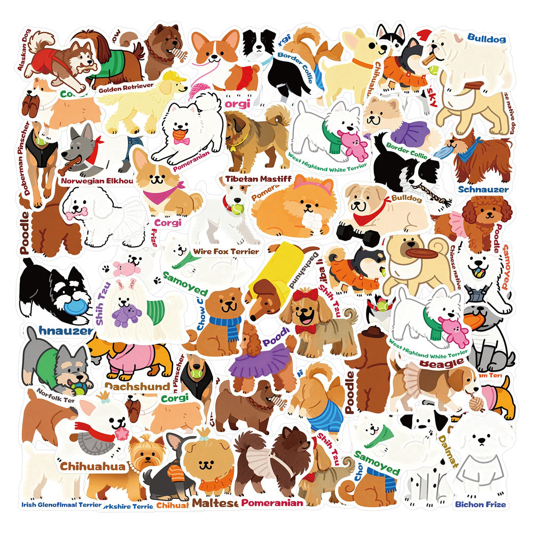 Assorted illustrated dog stickers