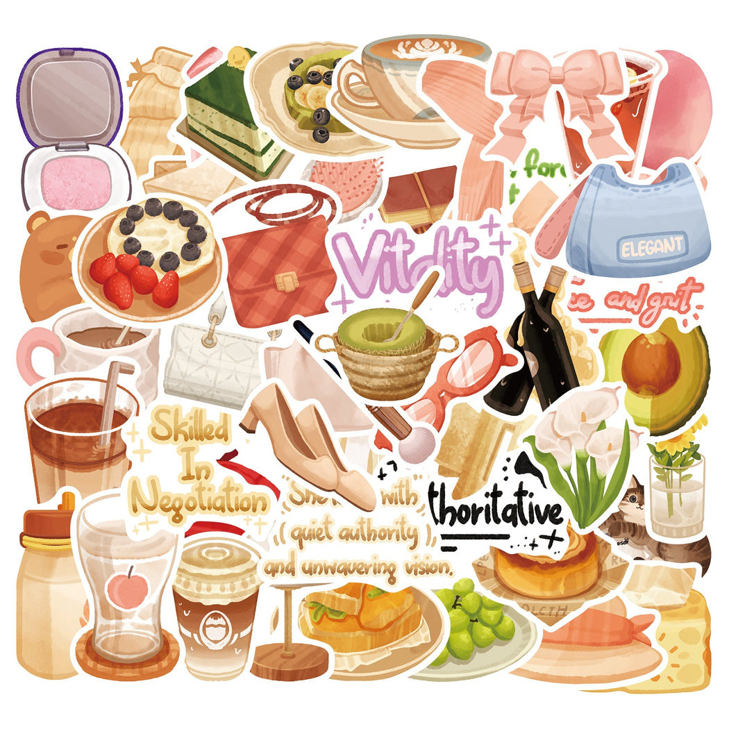 Cafe food and drink sticker assortment