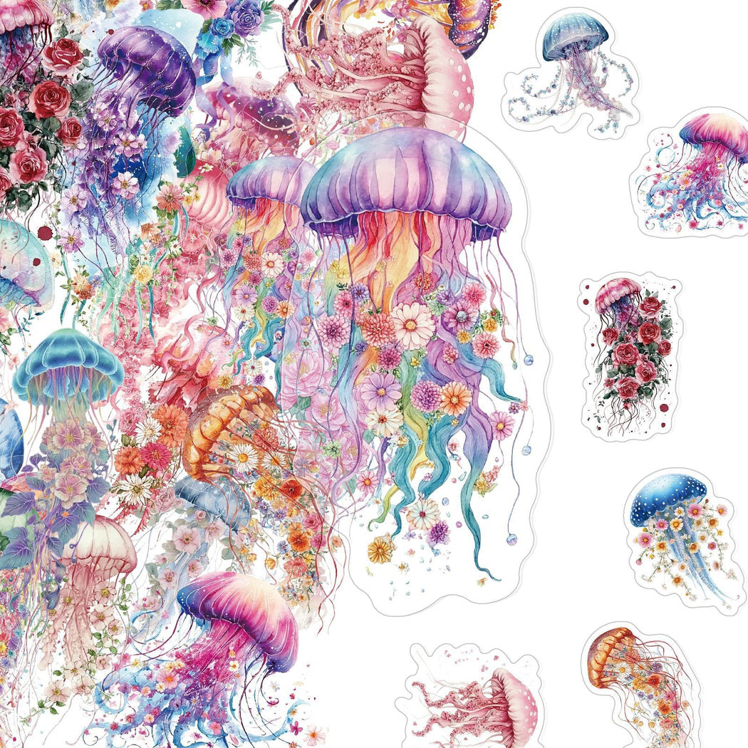 Watercolor jellyfish sticker assortment