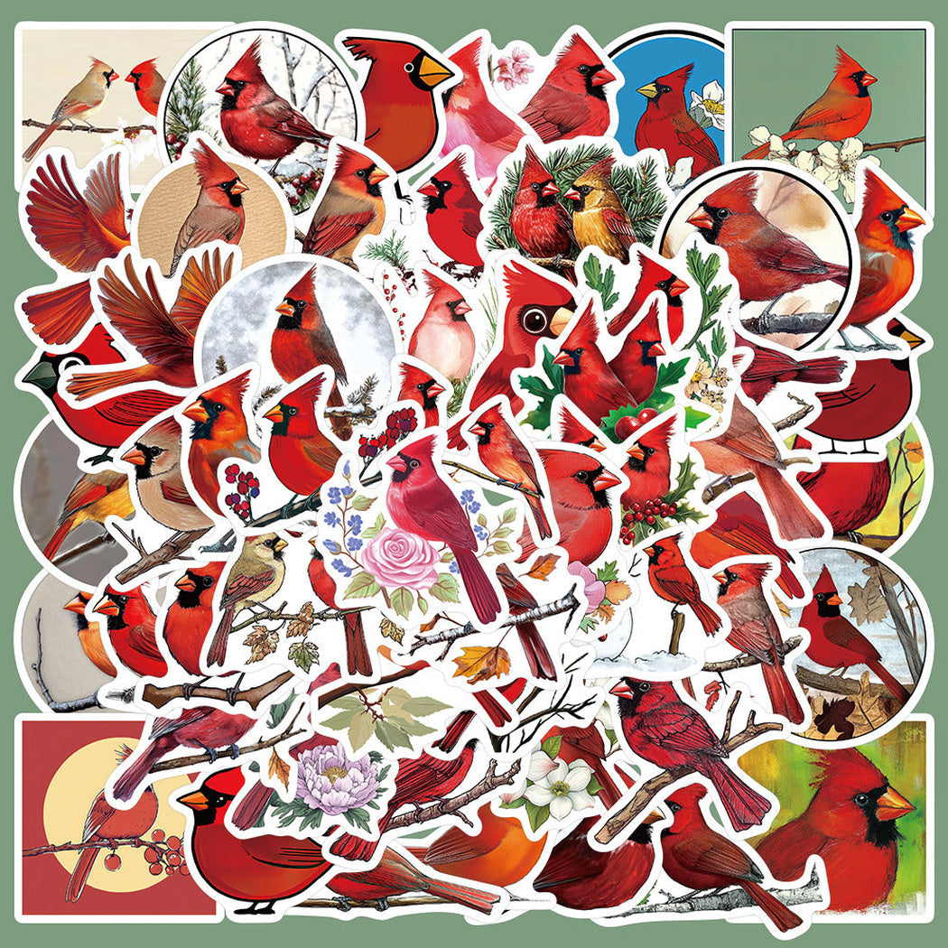 Lunira - Red Bird Watercolor Sticker Pack