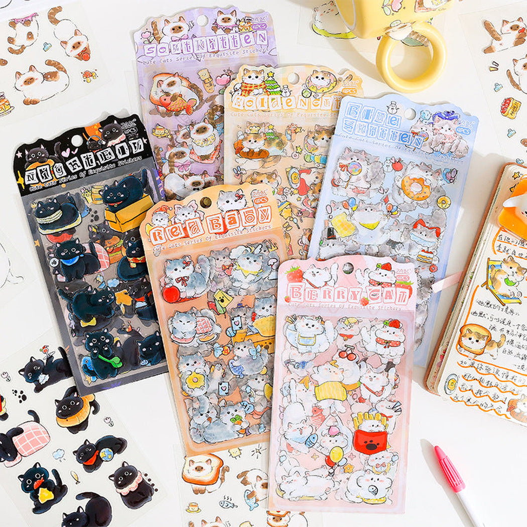 Cat Cartoon Die-Cut Sticker Pack, product view 1