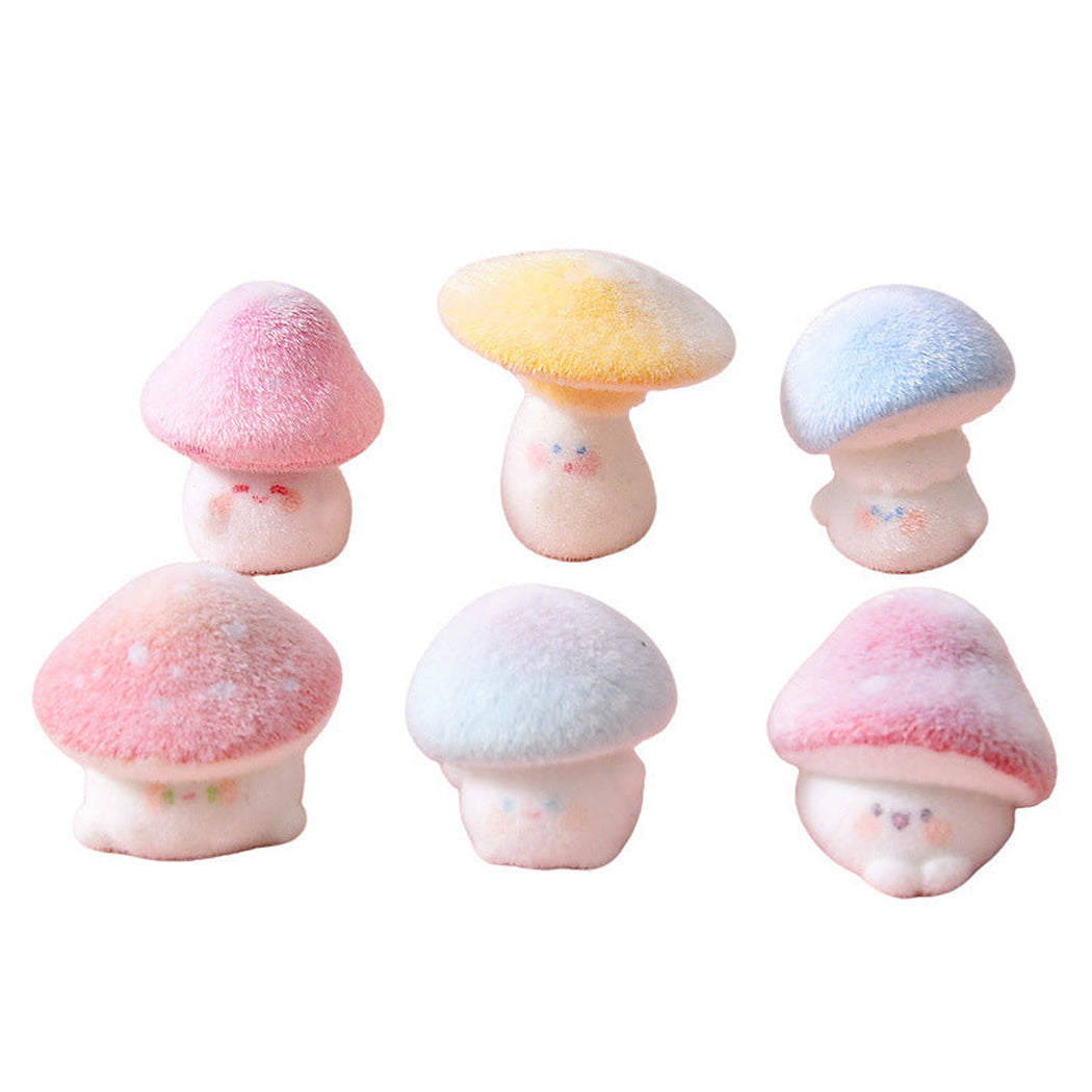Flocked Expressive Mushroom Figurine, product view 5