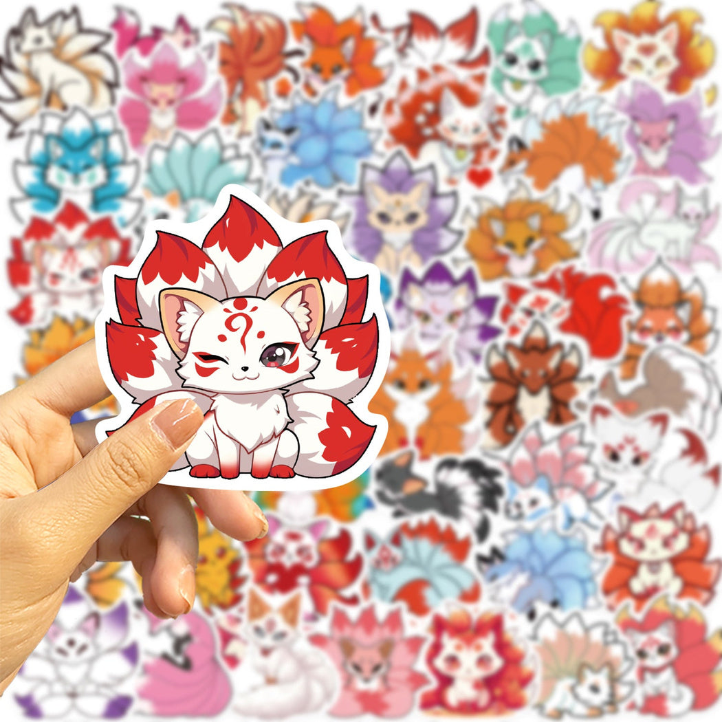 Lunira - Colorful Nine-Tailed Fox Cartoon Sticker Pack