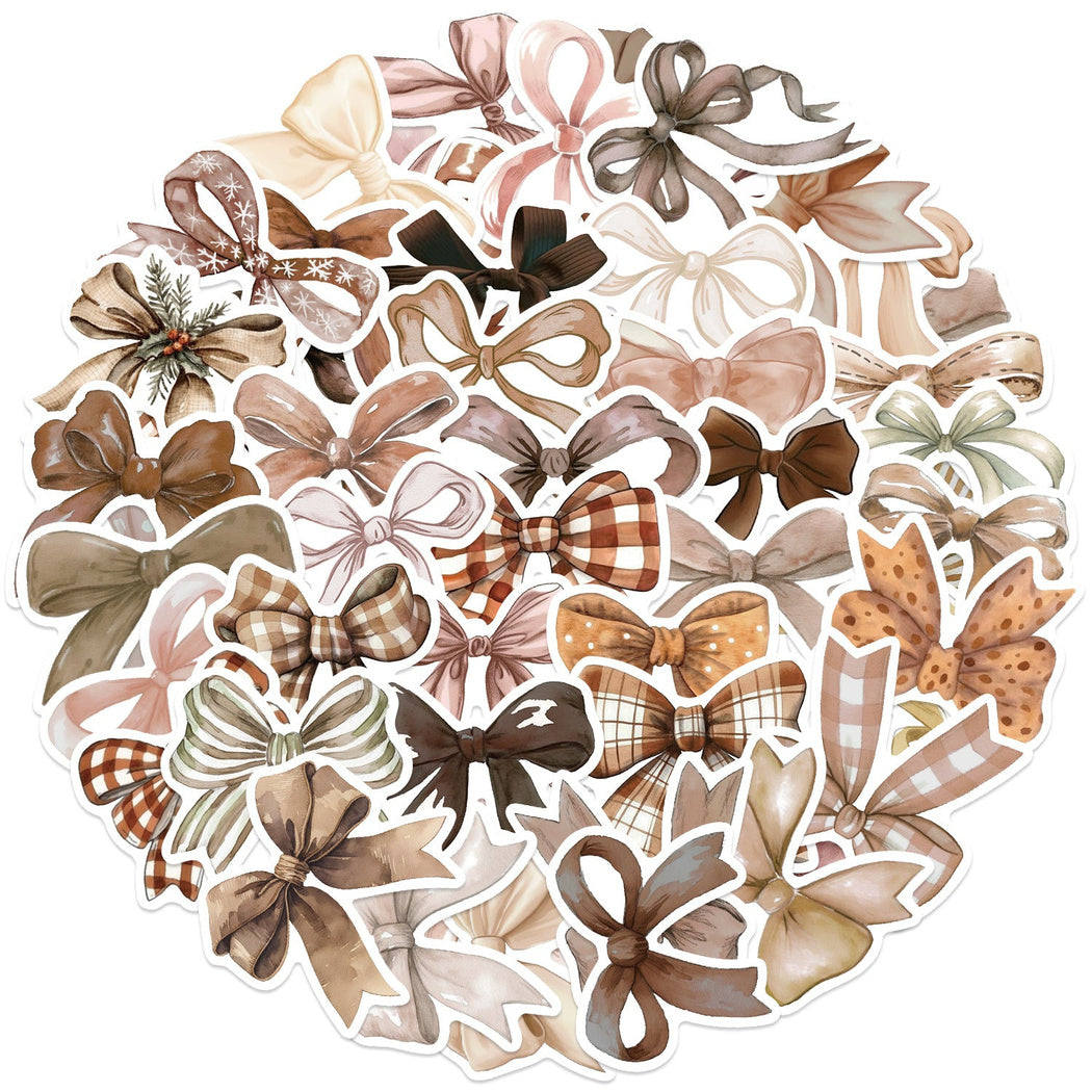 Lunira - Brown Bow Ribbon Sticker Pack