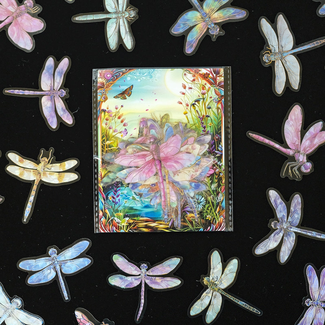 Lunira - Iridescent Dragonfly Colorful Sticker Pack