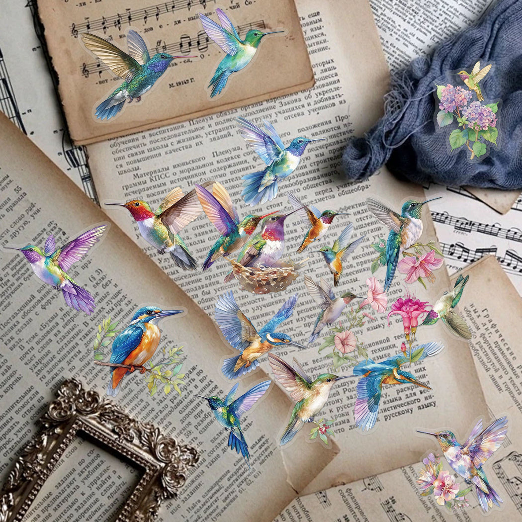 Lunira - Watercolor Hummingbird Floral Sticker Pack