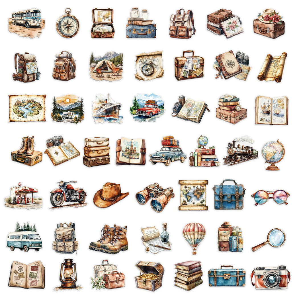 Lunira - Vintage Travel Suitcase Ephemera Sticker Pack
