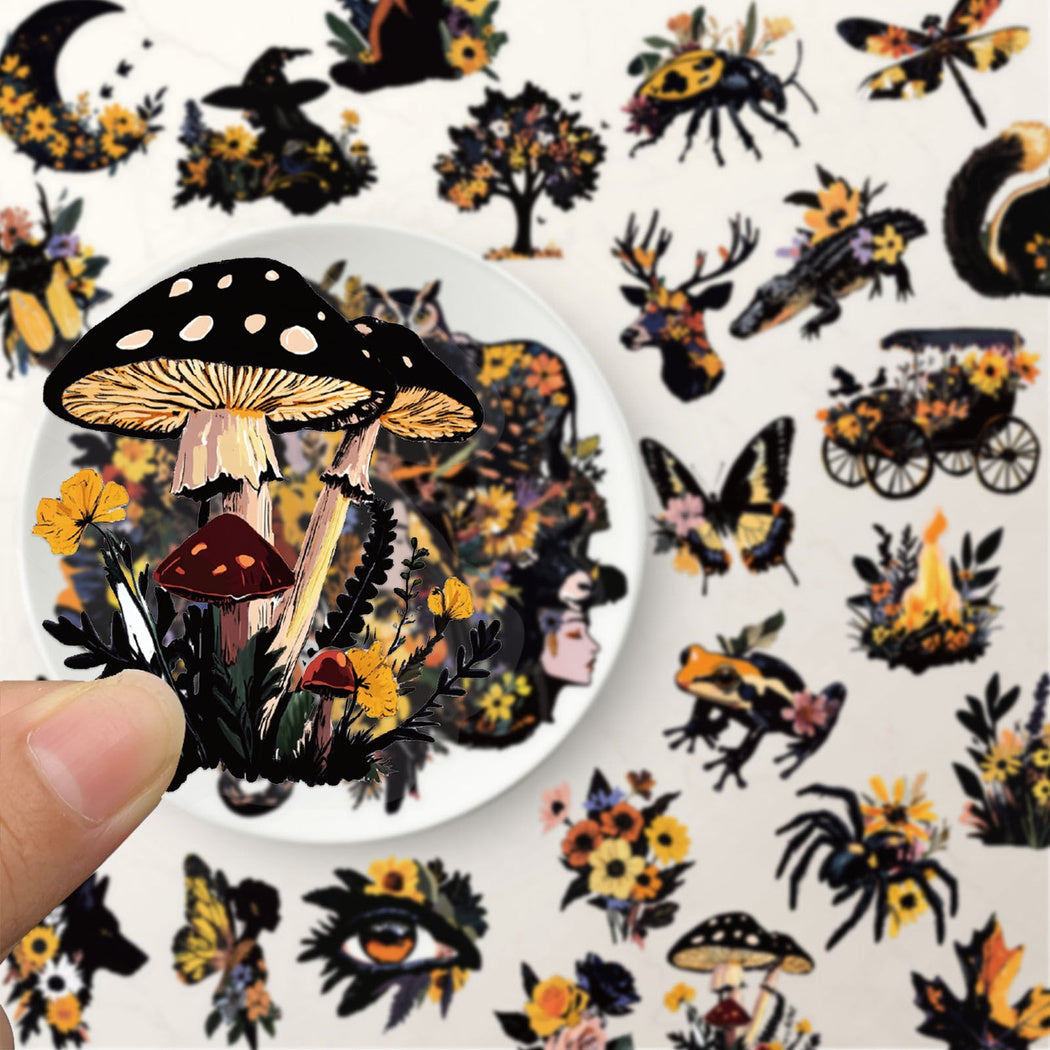 Lunira - Black Orange Nature Sticker Pack