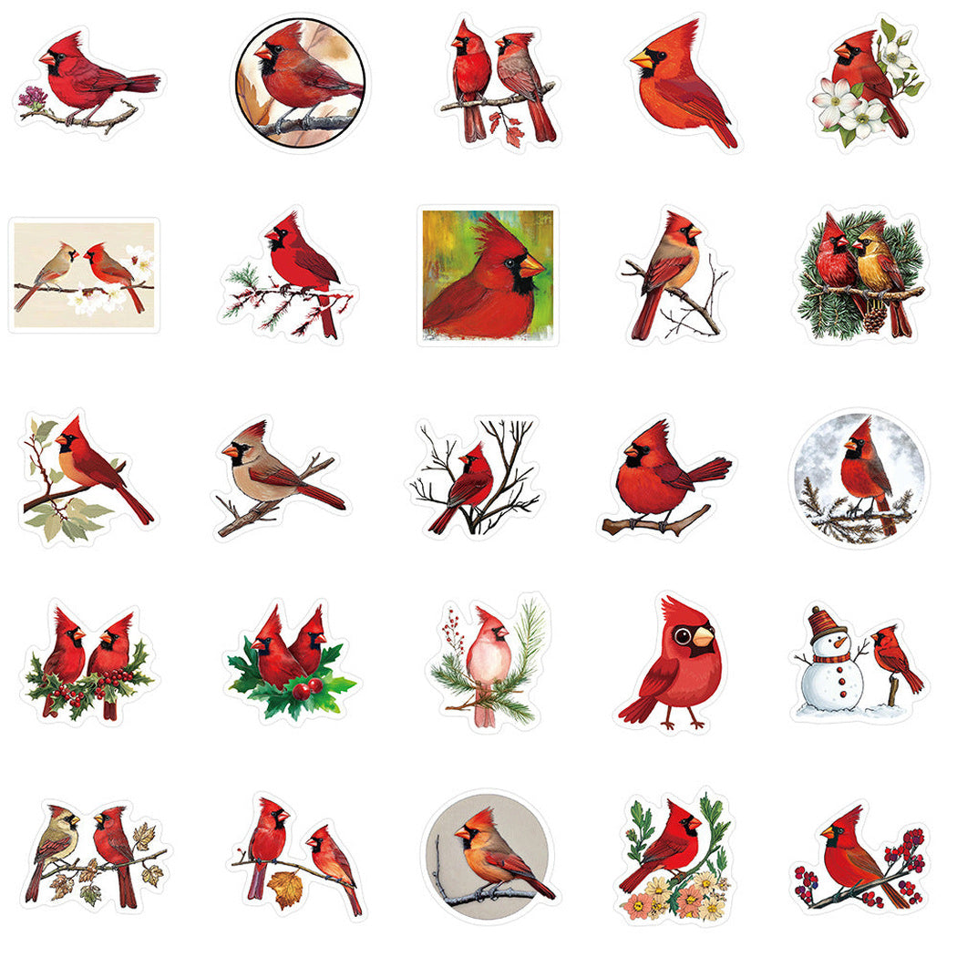 Lunira - Red Bird Watercolor Sticker Pack