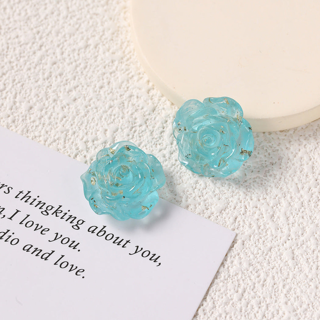 Blue Translucent Rose Flower Craft Embellishment, single variant view