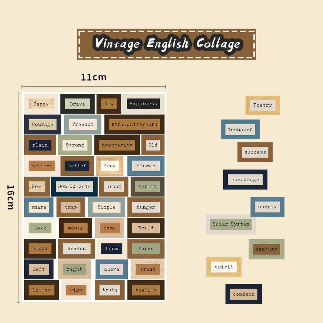 Lunira - Vintage Word Collage Sticker Pack
