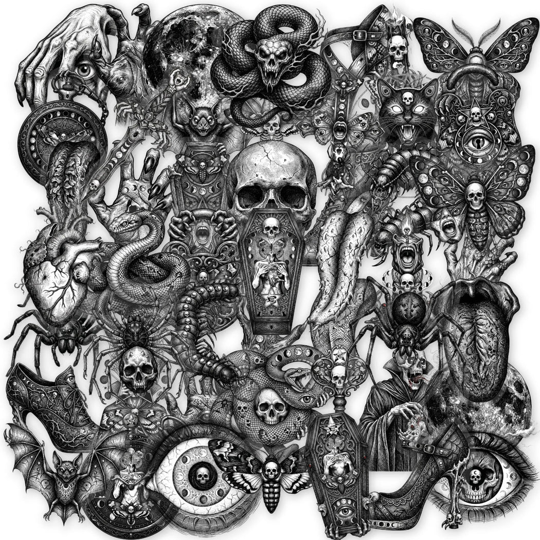Lunira - Gothic Skull Horror Sticker Pack - product view 2