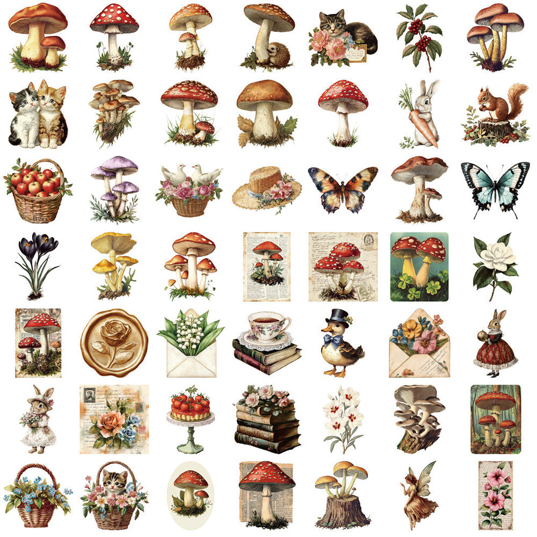 Lunira - Mushroom Cat Vintage Sticker Pack