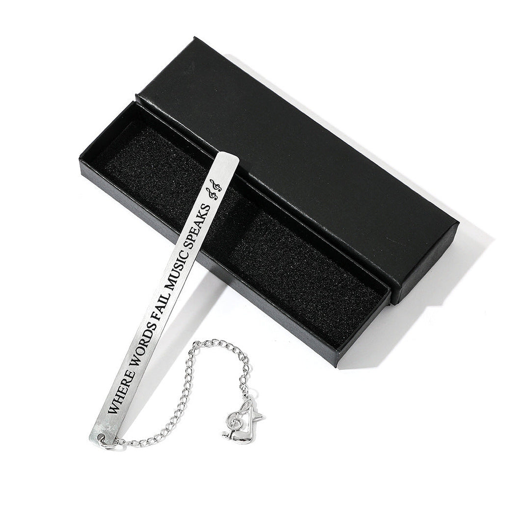 Engraved bar bookmark in a presentation box