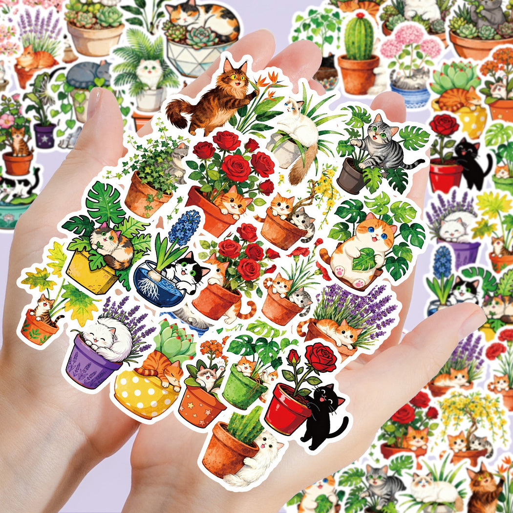 Lunira - Potted-Plant Cat Sticker Pack - product view 2