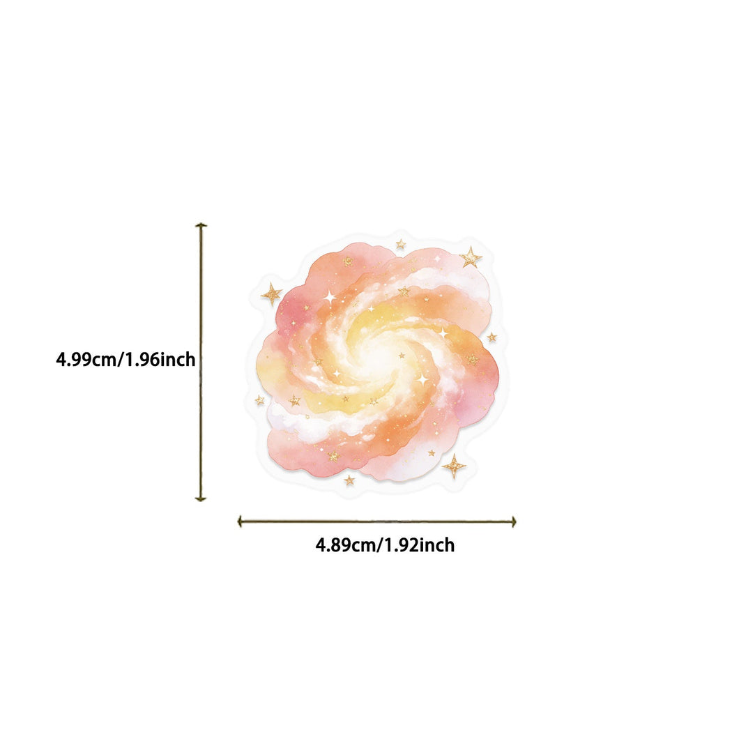 Galaxy planet sticker design and size detail