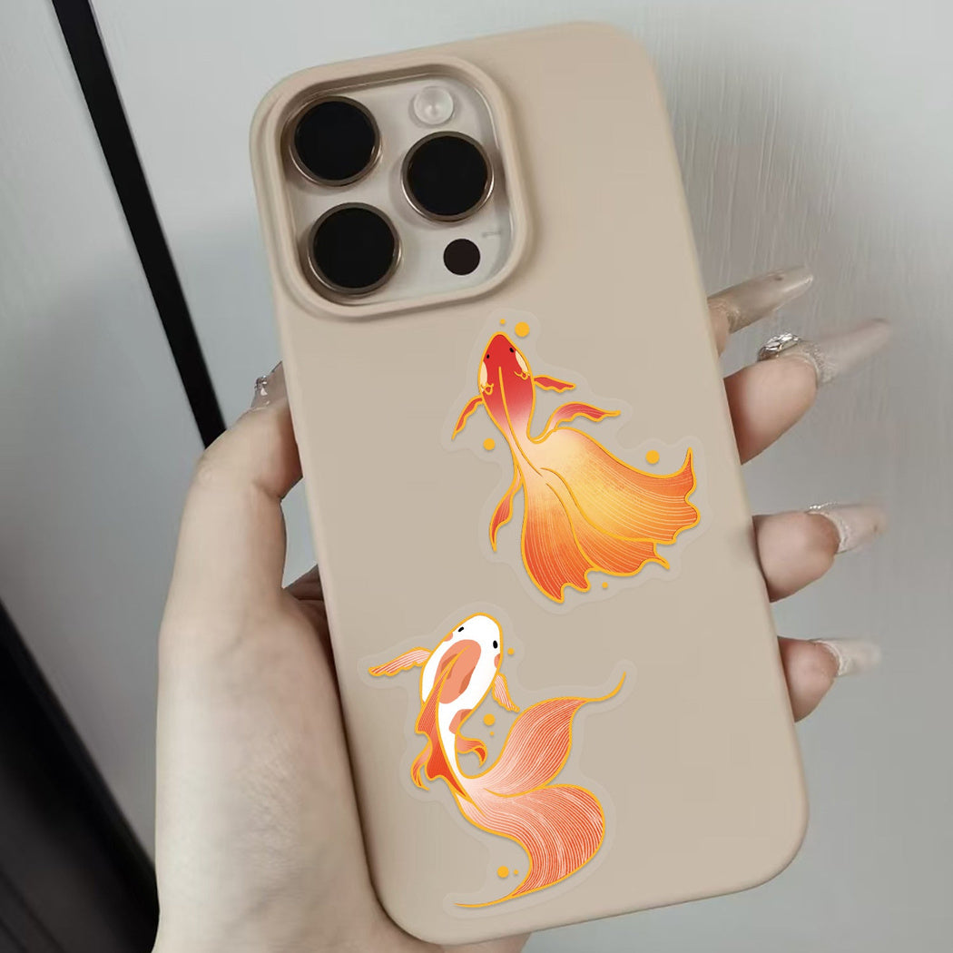 Koi fish sticker design and size detail