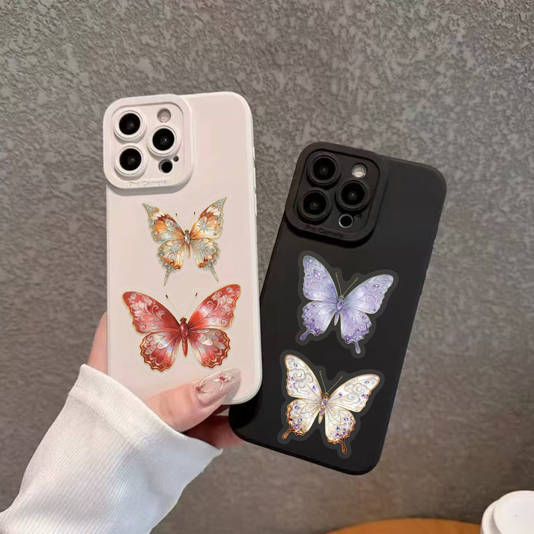 Watercolor butterfly sticker design and size detail