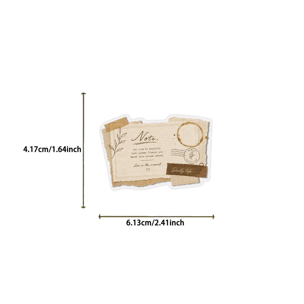 Vintage coffee label sticker design and size detail