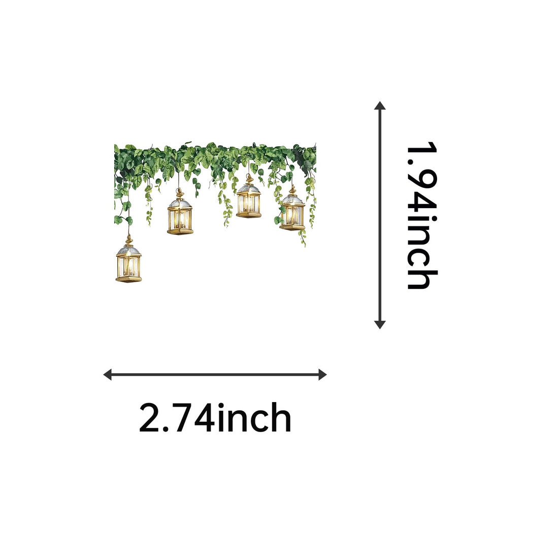 Floral border and garland sticker design and size detail