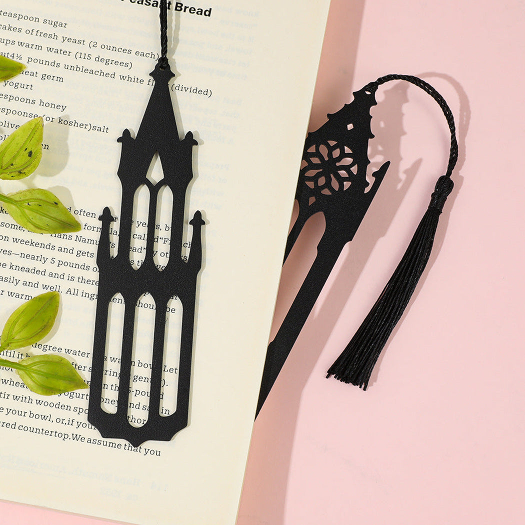 Gothic church bookmarks on a notebook
