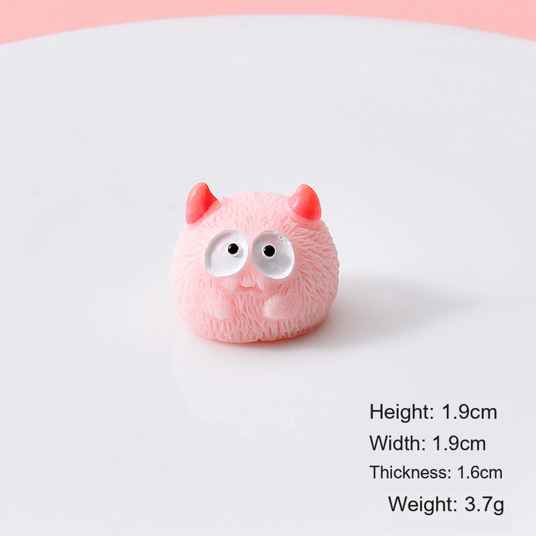 Pink Colorful Round Monster Miniature Figurine, single variant view