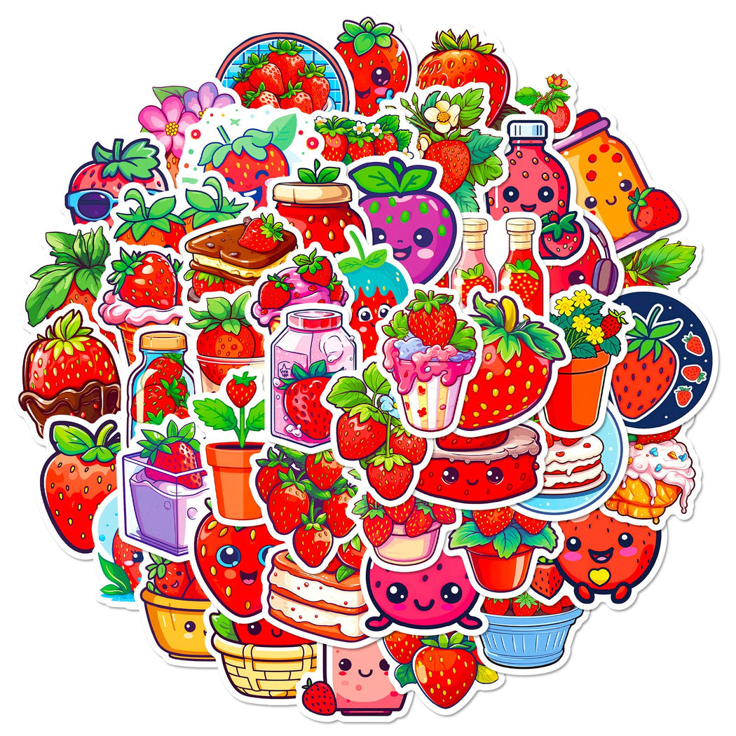Lunira - Red Strawberry Heart Sticker Pack - Strawberry variant