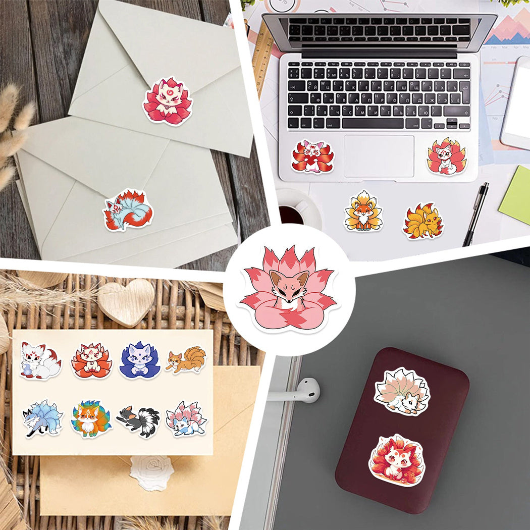 Lunira - Colorful Nine-Tailed Fox Cartoon Sticker Pack