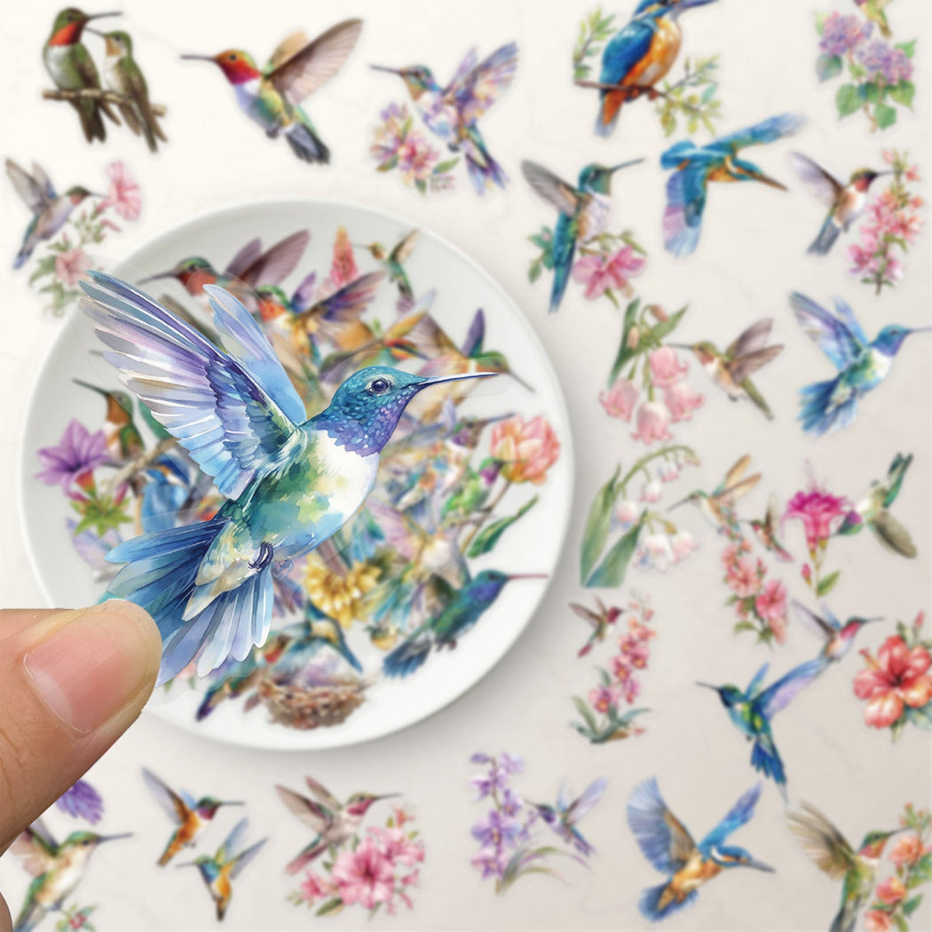 Lunira - Watercolor Hummingbird Floral Sticker Pack