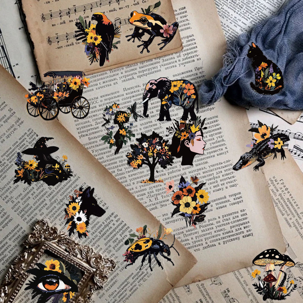 Lunira - Black Orange Nature Sticker Pack