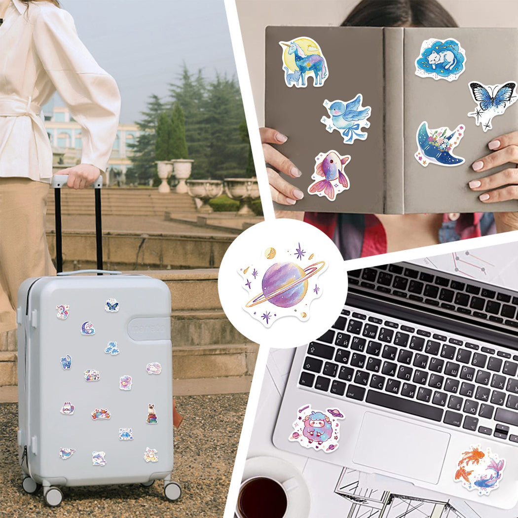 Lunira - Watercolor Galaxy Animal Sticker Pack