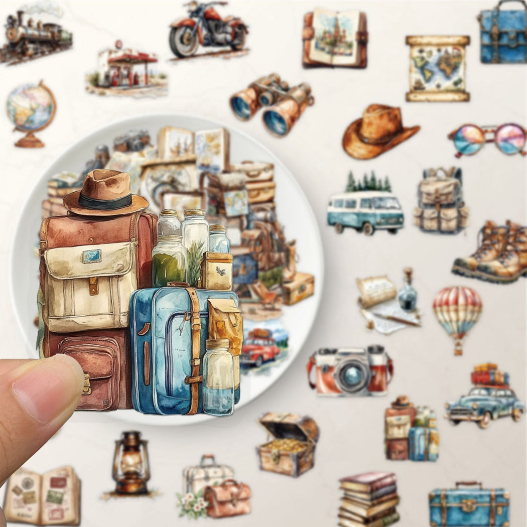 Lunira - Vintage Travel Suitcase Ephemera Sticker Pack