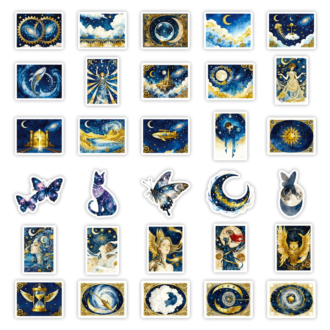 Lunira - Blue-Gold Celestial Sticker Pack - product view 3 3