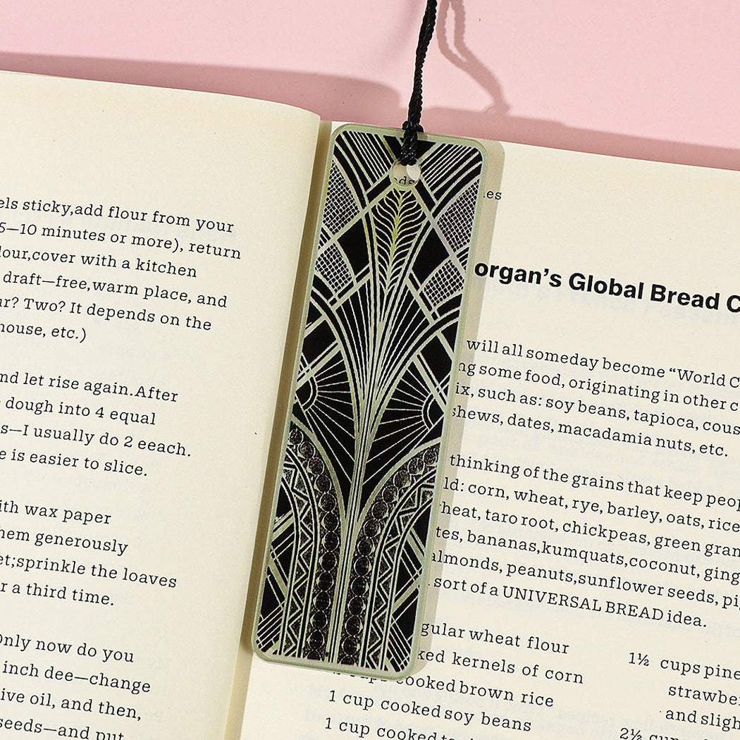 Art Deco bookmarks in a reading scene