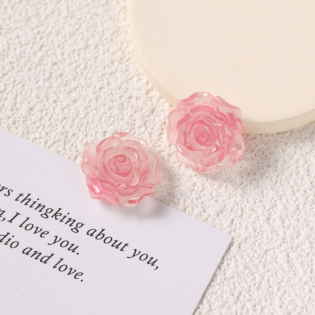 Pink Translucent Rose Flower Craft Embellishment, single variant view